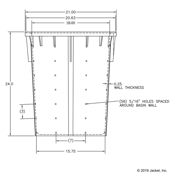 Jackel sump basin dimensions specs